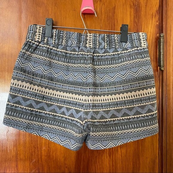 J. Crew Factory Shorts 3 Inch Geometric Pattern Pull On Gray Blue Boho Summer 4 - Picture 4 of 8